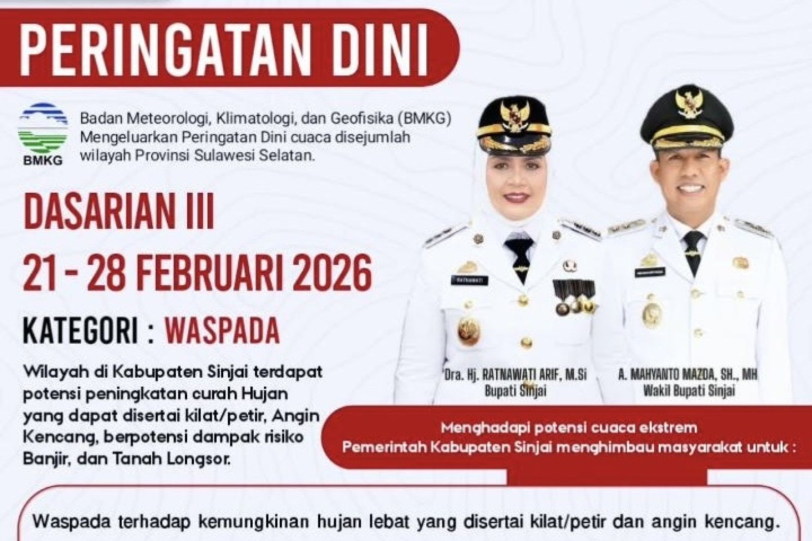 Cuaca Ekstrem Mengintai, Pemkab Sinjai Imbau Warga Tingkatkan Kewaspadaan