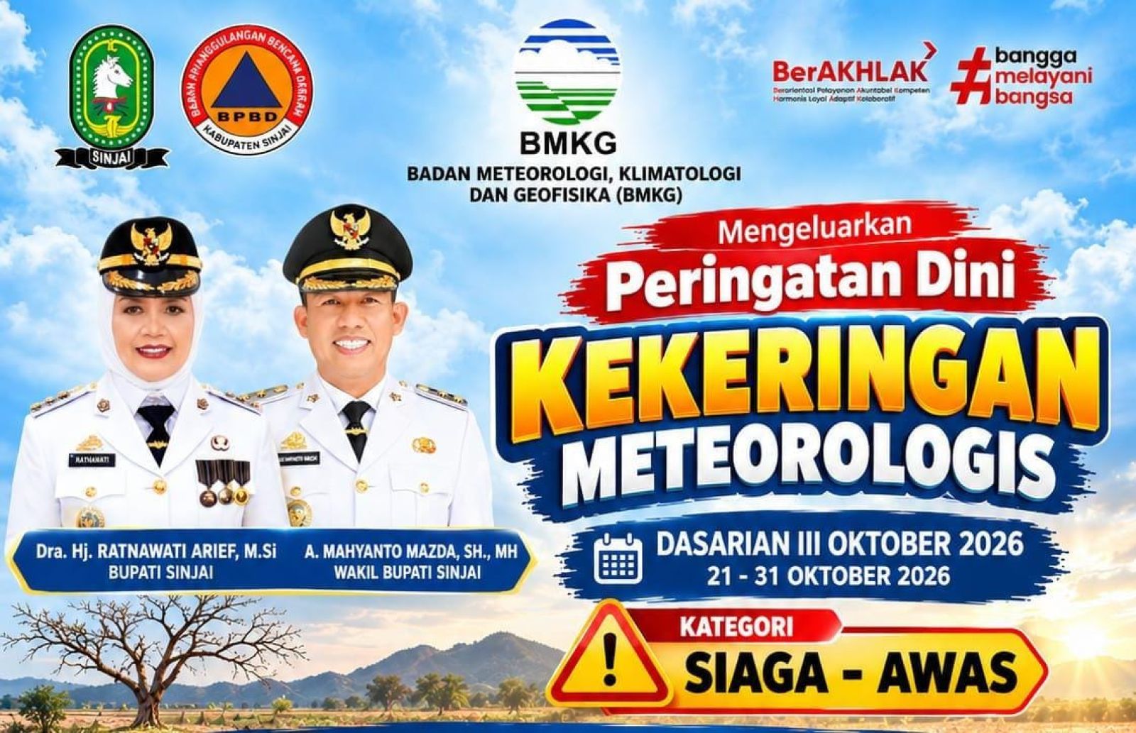 BMKG Keluarkan Peringatan Dini Kekeringan, BPBD Sinjai Imbau Warga Hemat Air
