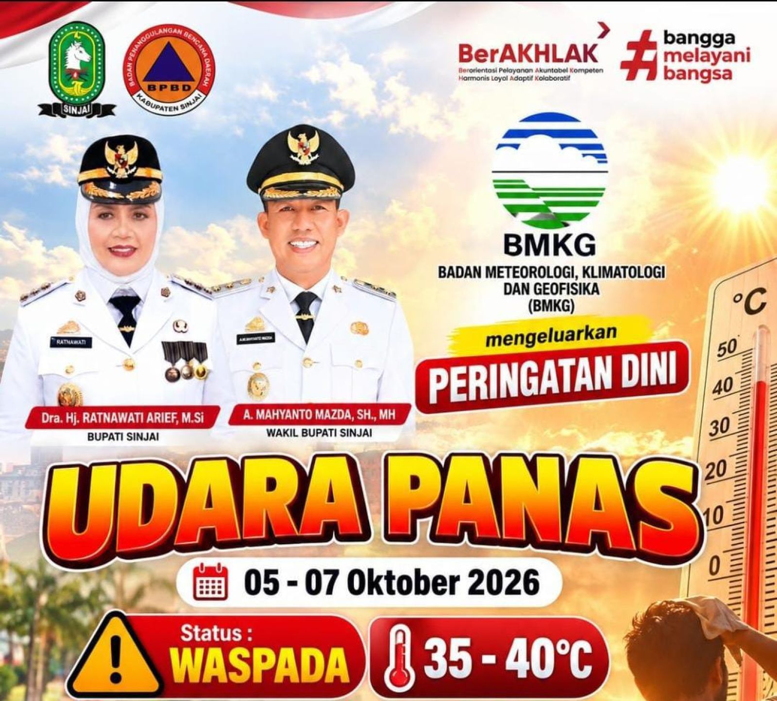 BMKG Peringatkan Udara Panas hingga 40 Derajat, Bupati Sinjai Imbau Warga Jaga Kondisi Tubuh