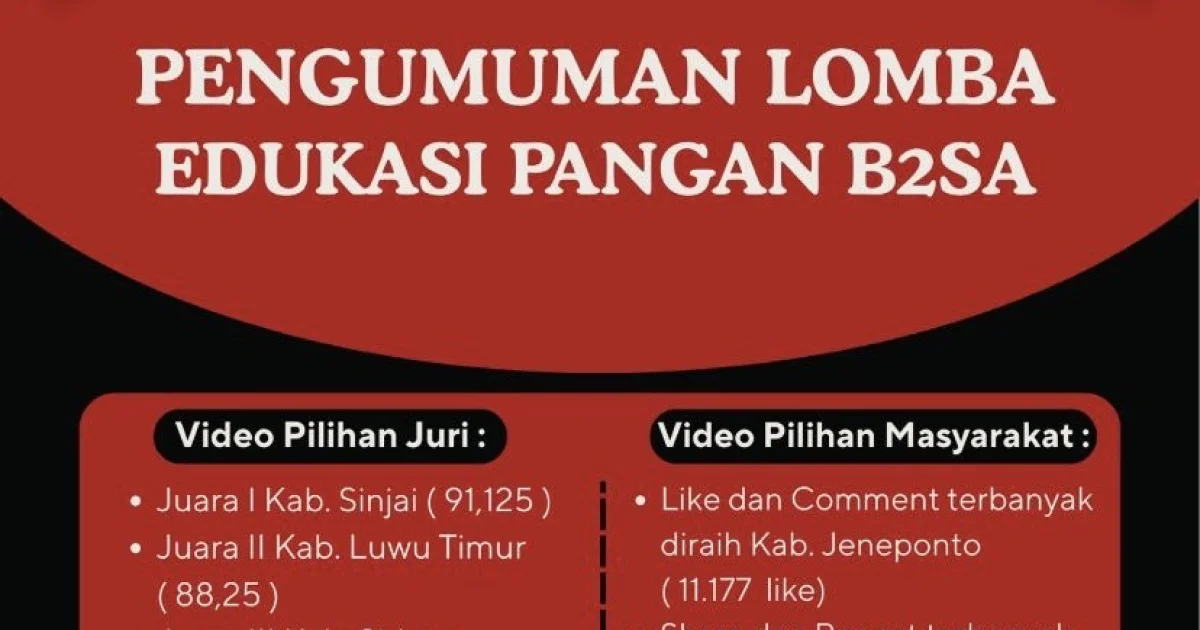 Sinjai Raih Juara I Lomba Edukasi B2SA Tingkat Provinsi Sulsel