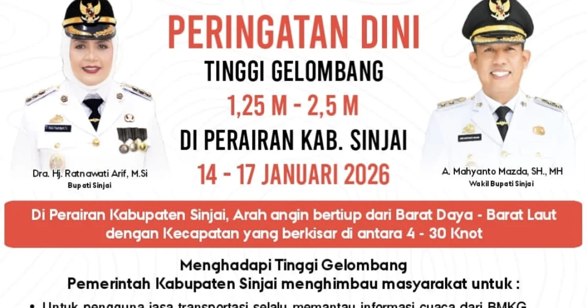 Gelombang Laut Capai 2,5 Meter, Pemkab Sinjai Imbau Masyarakat Waspada